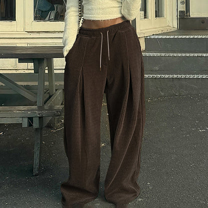 Cross-border European And American New Corduroy Knitted Wide-leg Pants