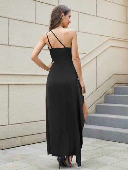 Women's One Shoulder Solid Color Dress