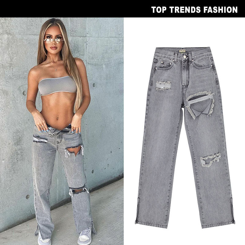 Women's High Waist Sand Gray Denim Jean