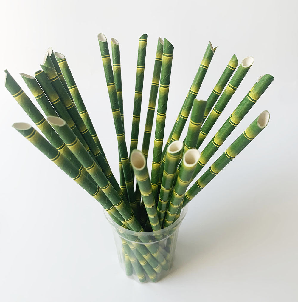 Green Bamboo Paper Straw Tip