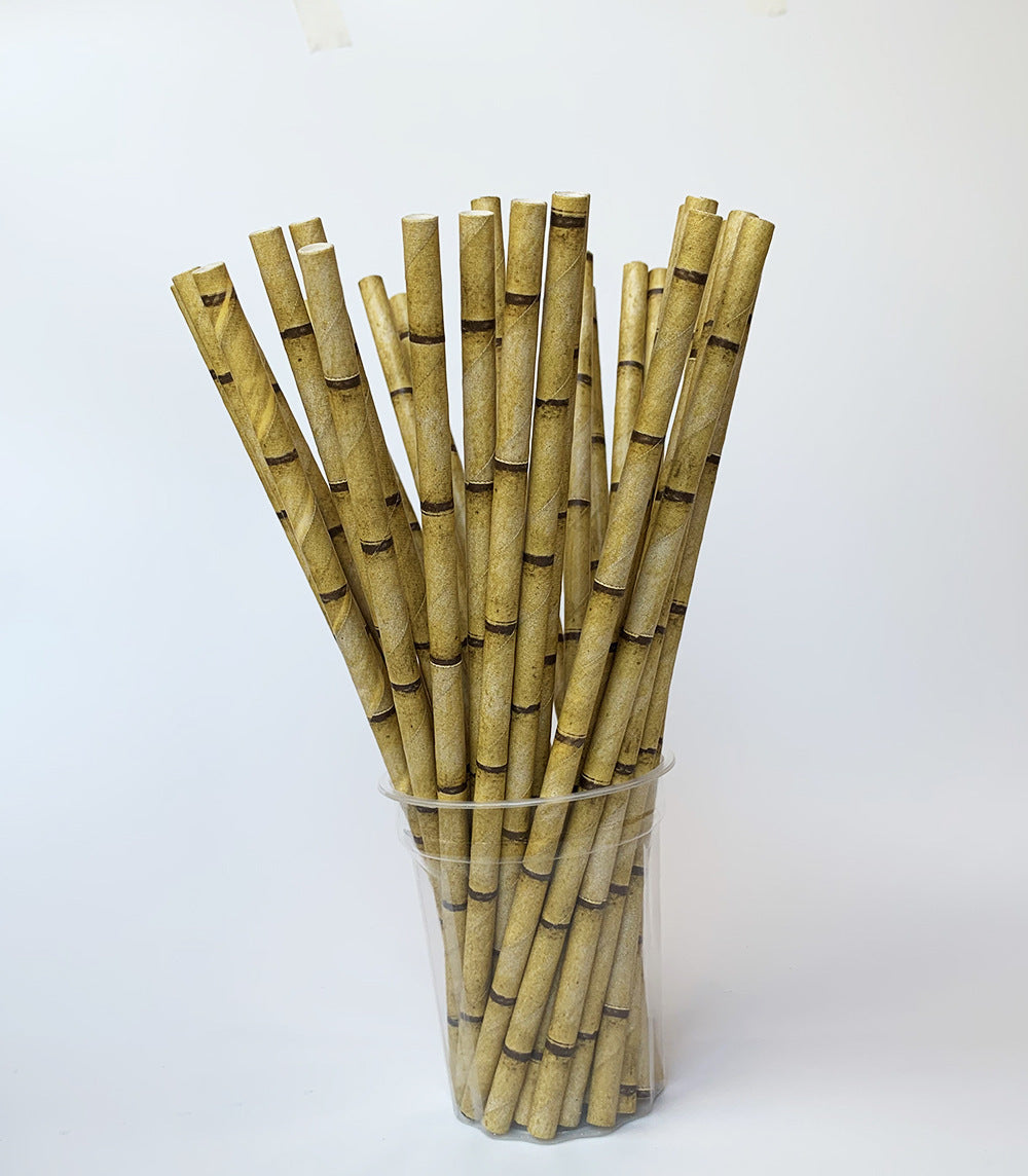 Green Bamboo Paper Straw Tip