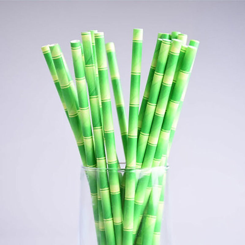 Green Bamboo Paper Straw Tip