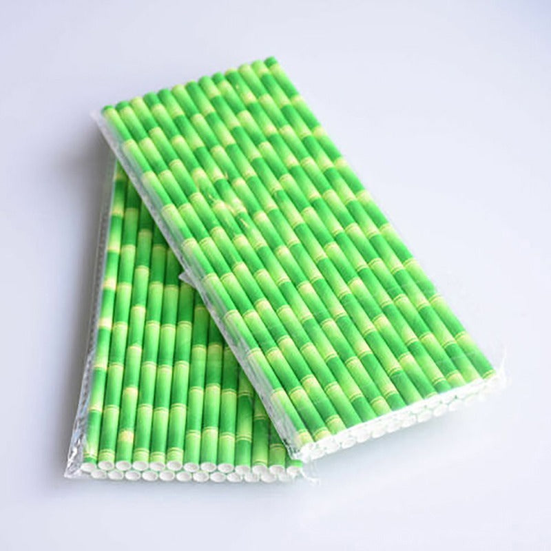 Green Bamboo Paper Straw Tip