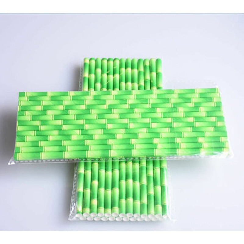 Green Bamboo Paper Straw Tip