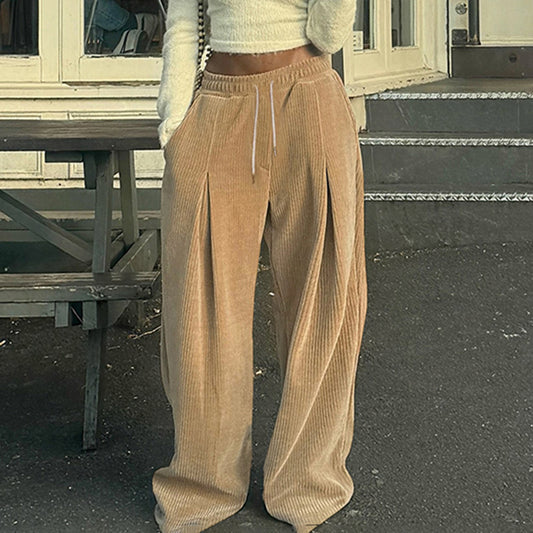 Cross-border European And American New Corduroy Knitted Wide-leg Pants