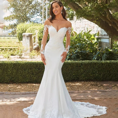 Backless Lace Fishtail Wedding Dress