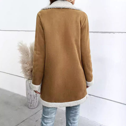 Women's Long-sleeved Lapel Deerskin Velvet Thick Woolen Coat