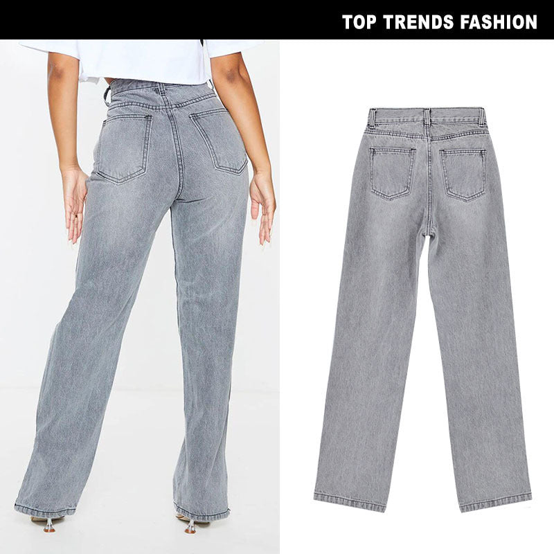 Women's High Waist Sand Gray Denim Jean