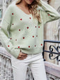 Women Heart-shaped Jacquard Knitted Top