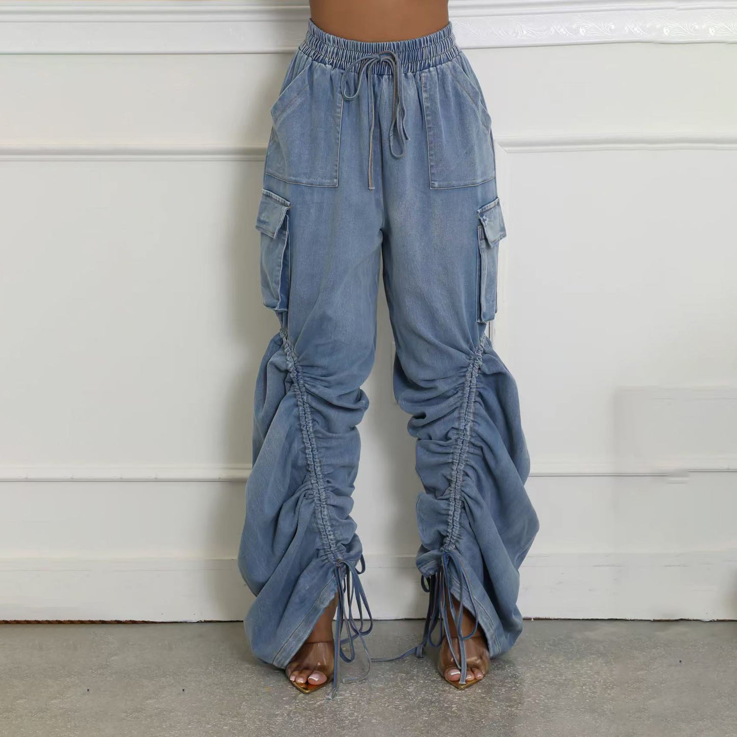 Women's Loose Pleated Design Jeans