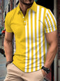 Striped Printing Lapel Polo Shirt Men