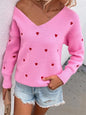 Women Heart-shaped Jacquard Knitted Top