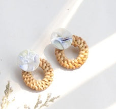 Bamboo rattan straw earrings