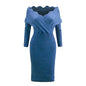 Knitted Slim Fit V-neck Dress