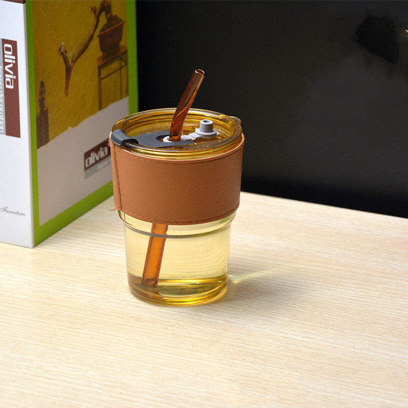 Ins Goddess Bamboo Cup Glass Straw