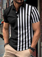 Striped Printing Lapel Polo Shirt Men