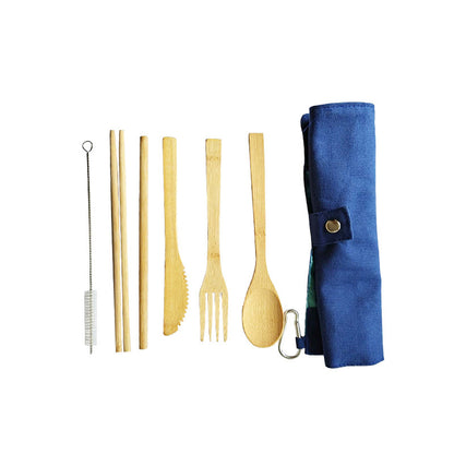 Six-Piece Portable Spoon Straw Travel Bamboo Cutlery Set